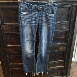 BKE Blue Denim Jeans with Frayed Hems